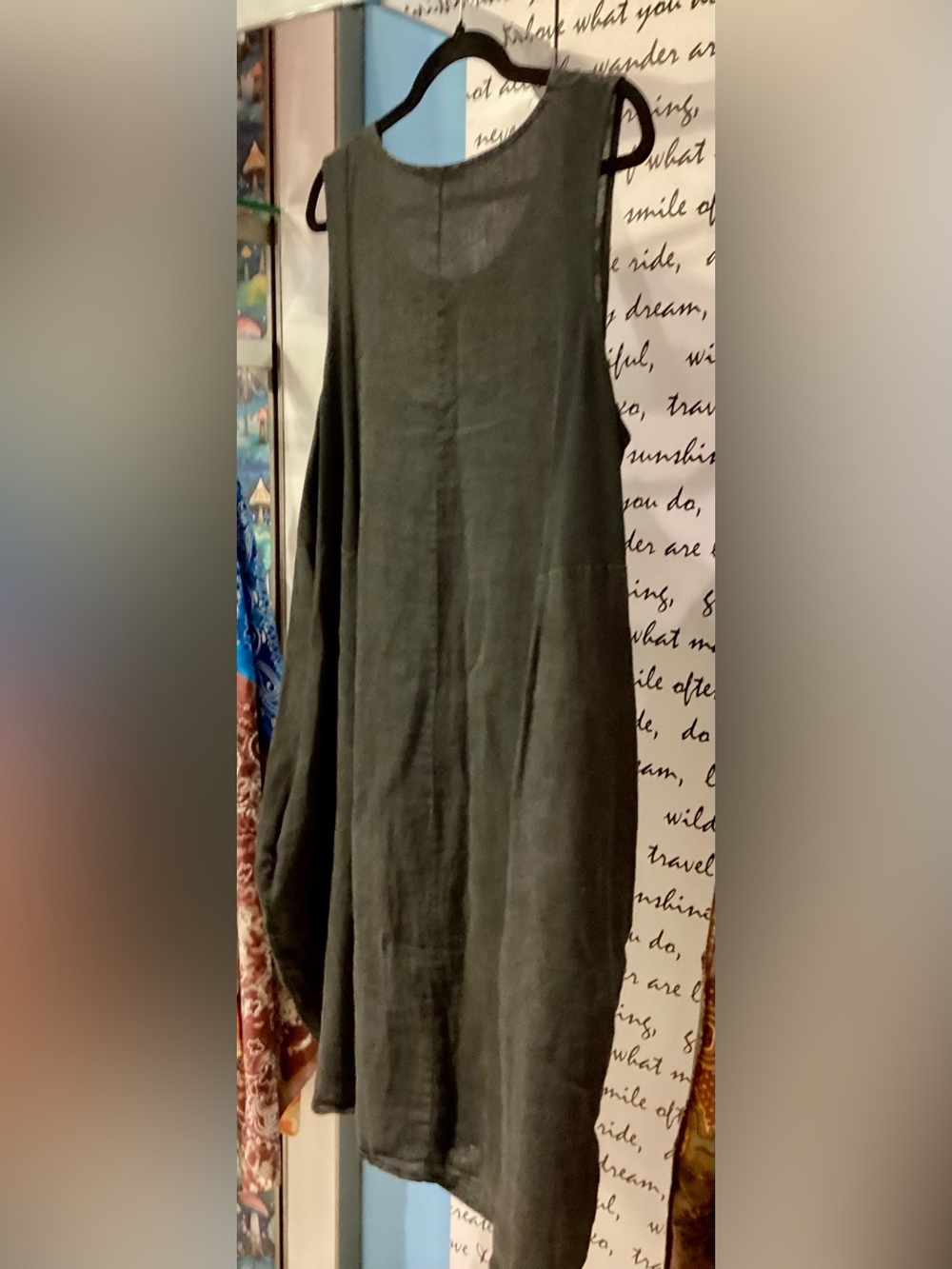 Sleeveless Midi Dress in Black Linen